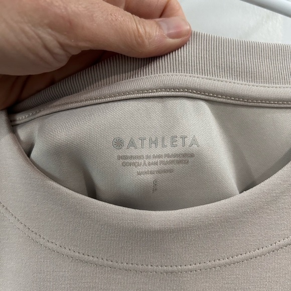 Athleta Seasoft Tank Sweatshirt Size Small Abalone Gray Tan Soft Top Athleisure - Picture 3 of 7